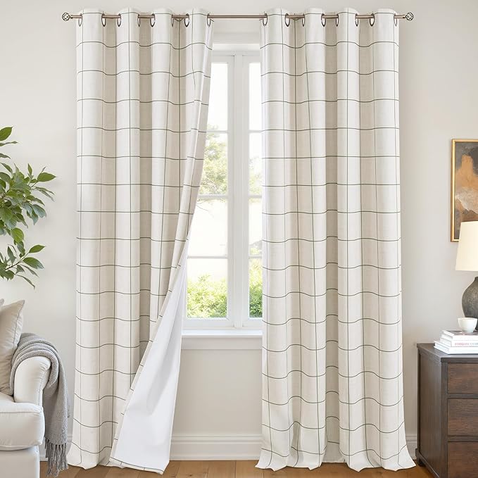 Lajode Plaid Patterned Curtains Thermal Insulated