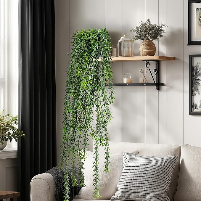 Artificial Hanging Plant 2 Pcs Faux Plant Ivy Vine Faux Eucalyptus Vines Fake