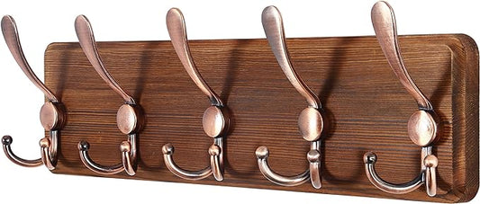 SKOLOO Rustic Pine Wood Wall Coat Rack