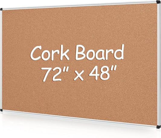 Extra Large Cork Bulletin Board 72" X 48", Wall Mounted Notice Pin Board