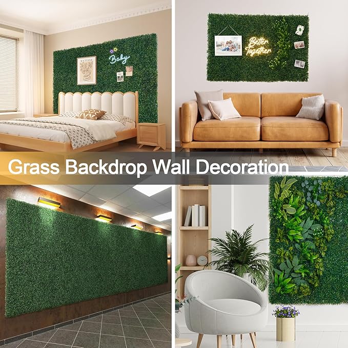 Luyue 6PCS 20”×20” Boxwood Panels, Artificial Grass Wall Panels Fake Greenery