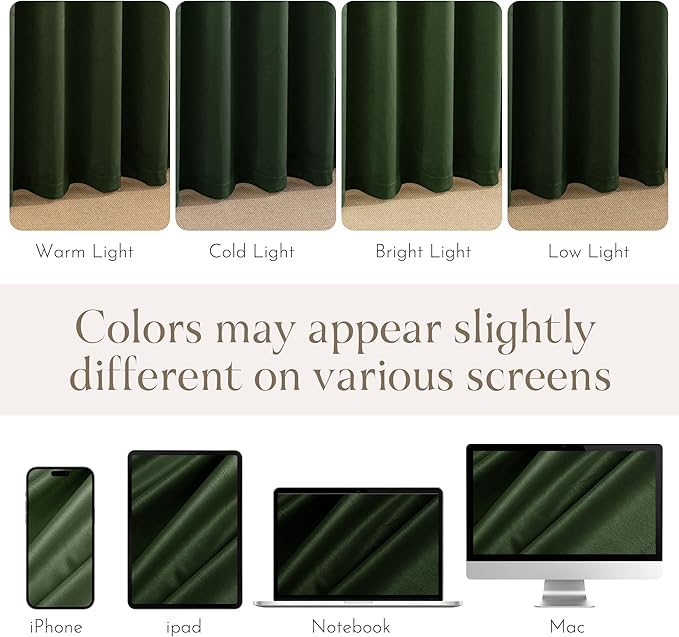 NICETOWN Olive Green 90 inch Long Velvet Curtains