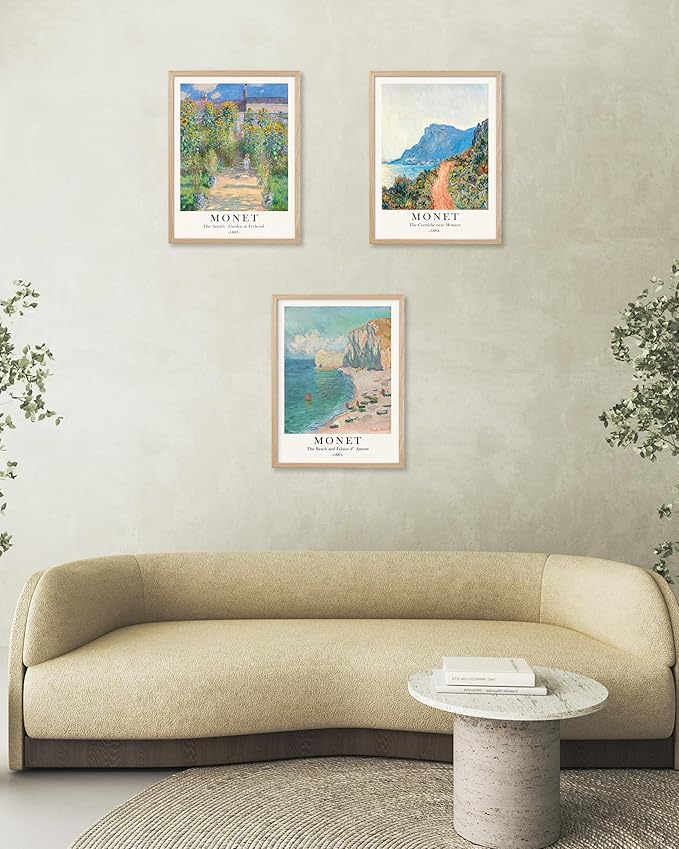 HesenDot Unframed Claude Monet Posters Set of 3, 12x16in Vintage Landscape