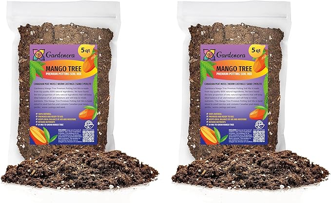Mango Tree Potting Soil - All-Natural Blend for Thriving Mango Trees - Boosts Root Health and Delicious Harvests - 10 Quart