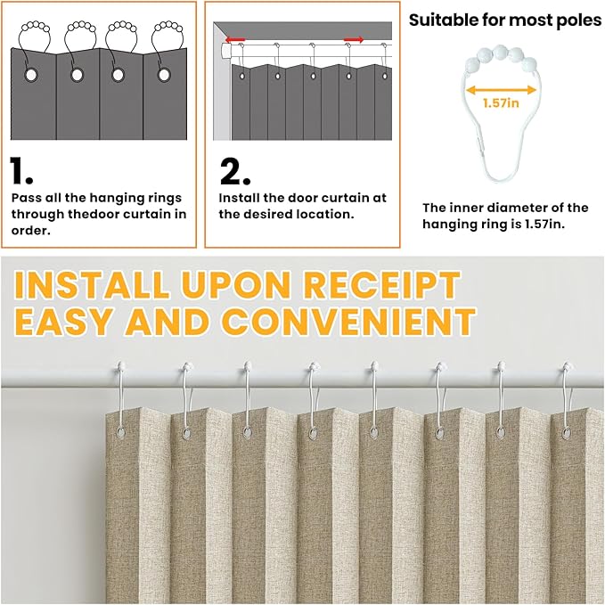 AJAZZ 100% Blackout Folding Door Accordion Door Closet Doors Curtain Invisible