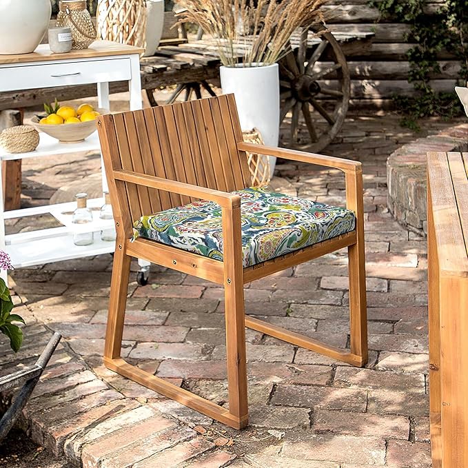 LVTXIII Outdoor Chair Cushions, Water Repellent Patio Furniture Cushions Outdoor Square Chair Pads with Ties for Dining Chairs and Garden Furniture Decoration, 18.5"x16"x2" Set of 2, Paradise Paisley