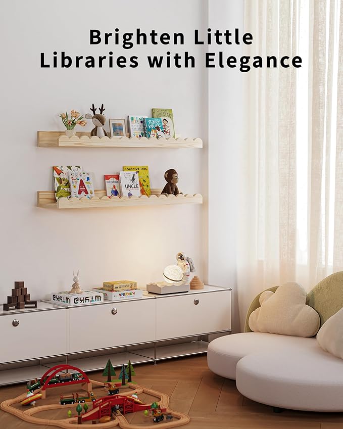 Shario Nursery Book Shelves, Scalloped Shelves, Wall Book Shelves