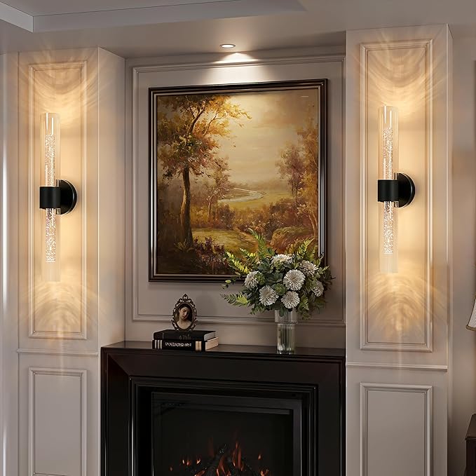 Morauroral Black Battery Operated Wall Sconces Set of 2, Rechargeable Wall