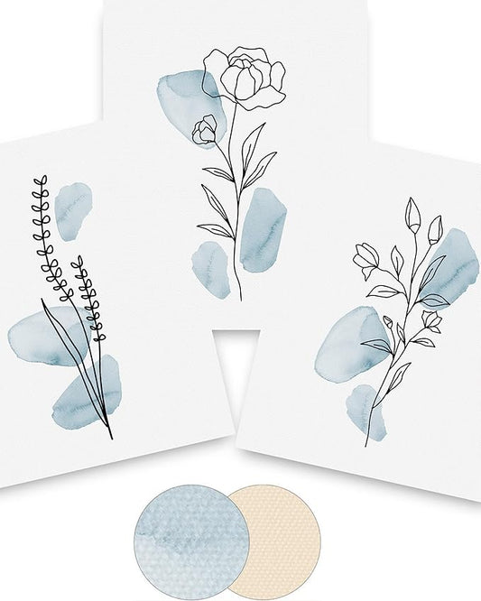 HesenDot Boho Art wall Décor, Botanical Print Set of 3, Abstract Line
