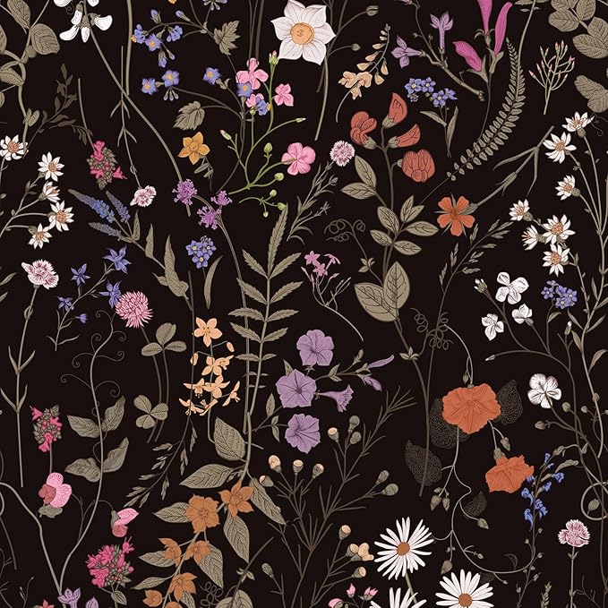 JiffDiff Floral Wallpaper Peel and Stick- 1181" x 17.3" Farm Wildwood Self