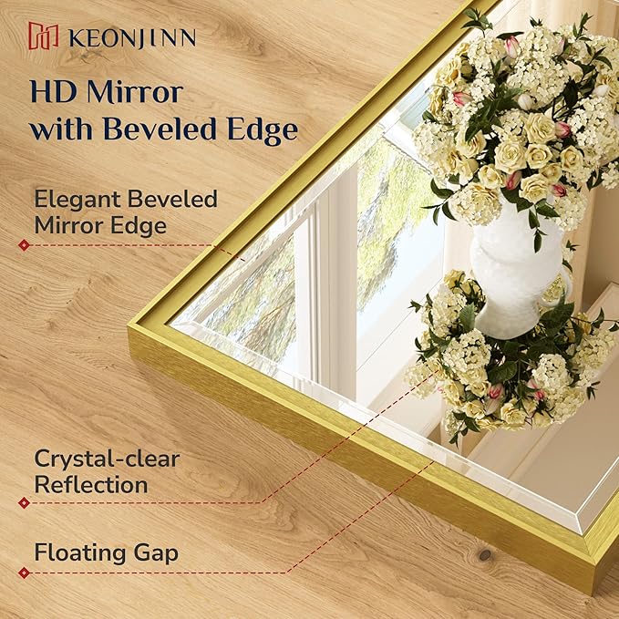 Keonjinn 24" x 36" Brushed Gold Bathroom Mirrors