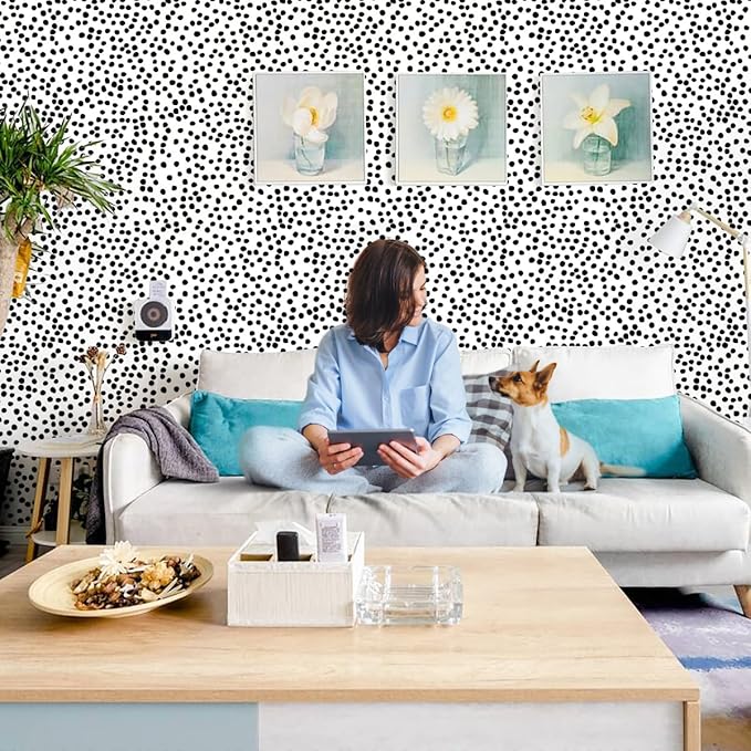 Jeweluck Peel and Stick Wallpaper Polka Dot Wallpaper Stick and Peel 17.7” x