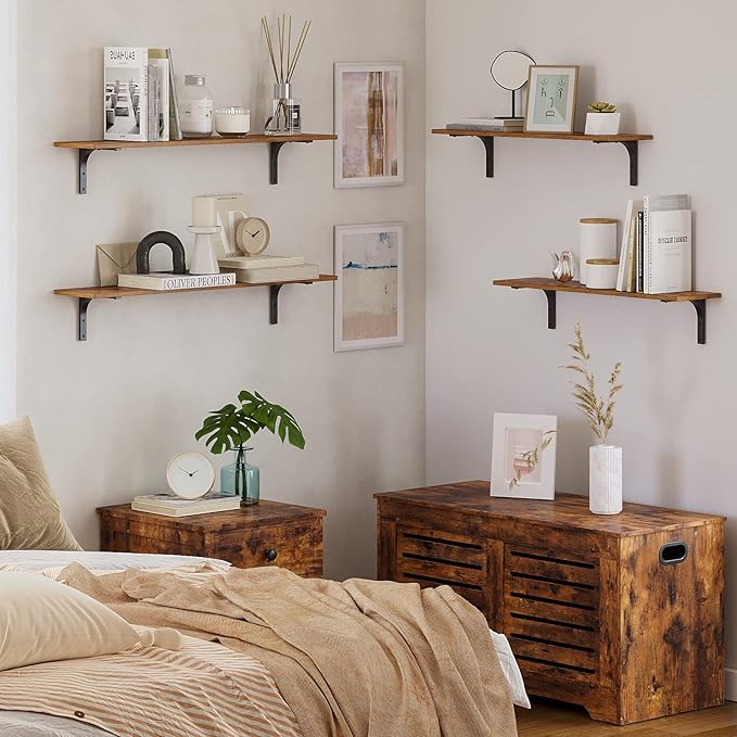 DINZI LVJ Long Wall Shelves, 23.6 Inch Wall Mounted Shelves Set of 2,