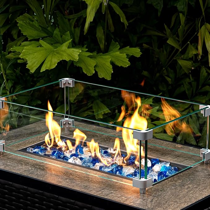 GASPRO 20 lbs Bahama Blend Fire Glass for Fire Pit Table, Decorative Gas Fireplace Glass Rocks, 1/2 Inch