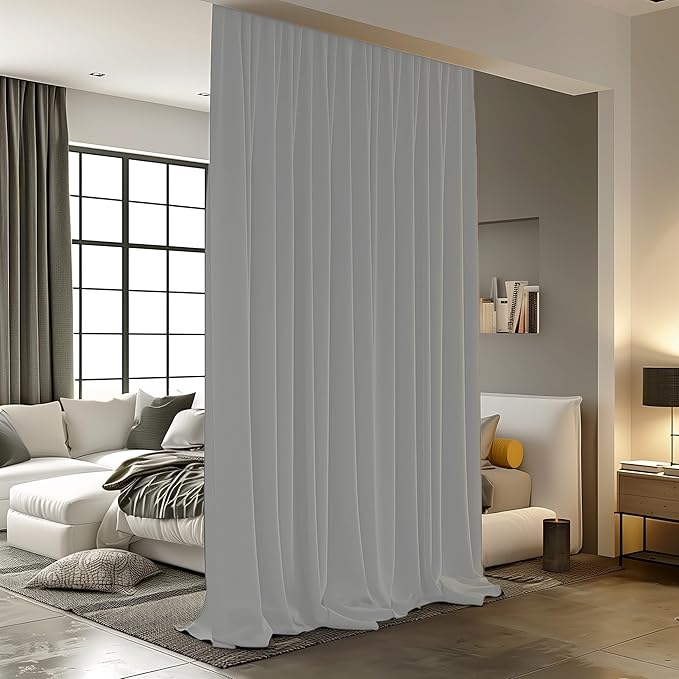 Room Divider Curtains for Ceiling Track Rod, 4.3 ft Wide x 10 ft Tall, Light