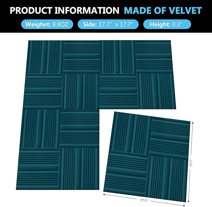Velvet 3d wall panels for Interior wall Decor peel and stick, Soundproof