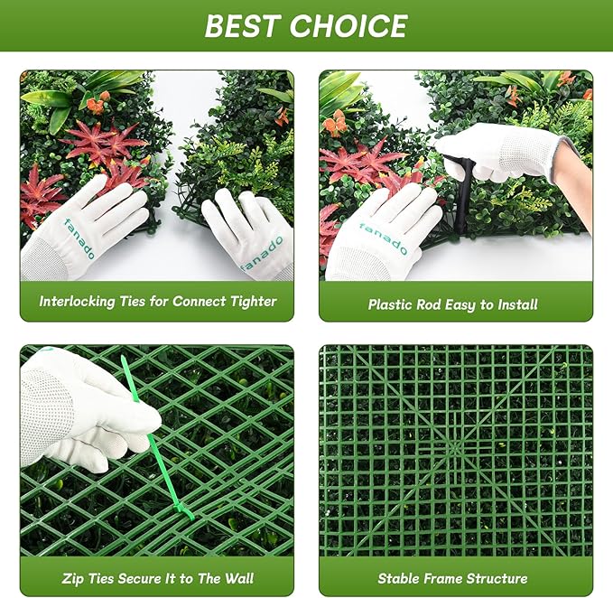 Grass Wall Panels 12 Pack 20"x20", Artificial Hedge Greenery Wall Backdrop