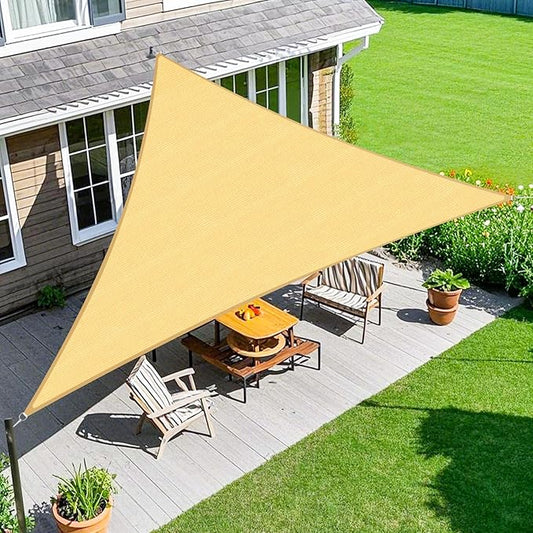 Amagenix Sun Shade Sail 12'X12'X17' Curved Edge Outdoor Shade Canopy Sand Breathable 95% UV Block Shade Cloth for Patio Garden Backyard (We Make Custom Size)