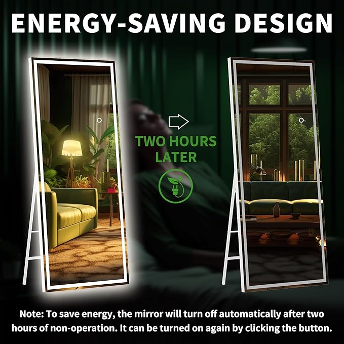Hasipu Full Length Mirror with Lights, Full Body Dressing Hanging Mounted Mirror