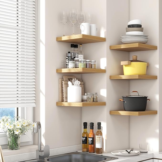 Square Floating Shelves for Wall 8"W x 8"D x 1.2"H, Small Engineered Wood Wall