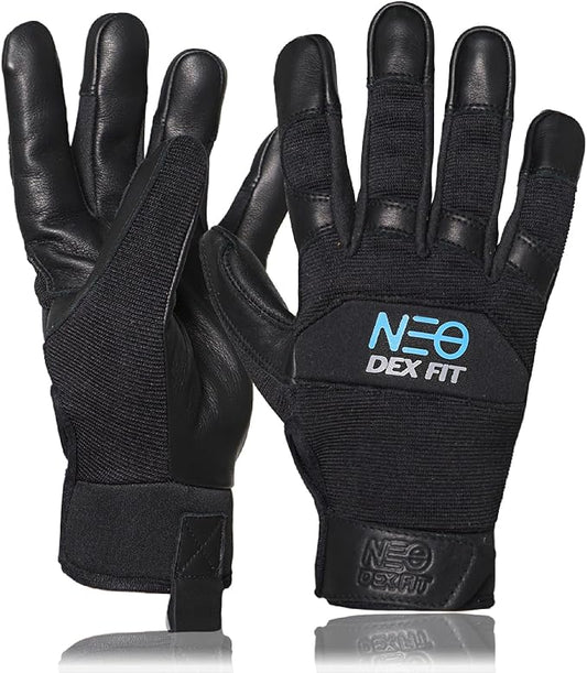 DEX FIT MG210 Lite Mechanic Work Gloves, Water-Resistant Cowhide Leather Palm, Lightweight 3D Fit, Breathable Utility Gloves for Auto Repair, DIY, Driving; Black/Black XL 1 Pair