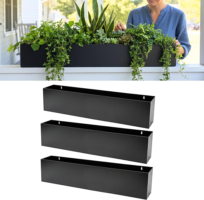 LaLaGreen Wall Planters for Outdoor Plants Carbon Steel Black Metal Hanging