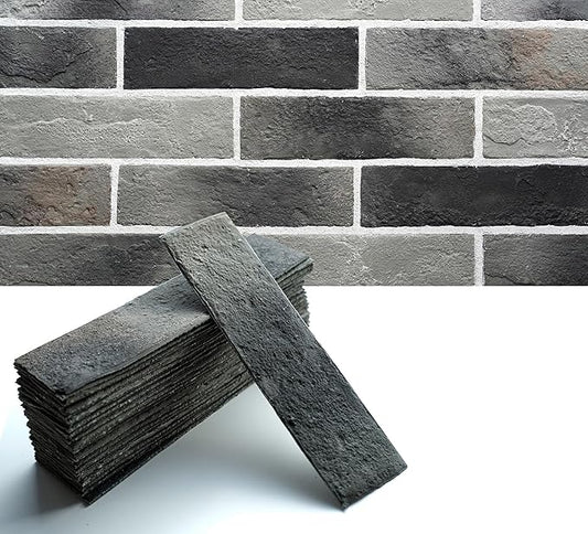 Gray Faux Brick Wall Tiles, 3D Thin Brick Veneers