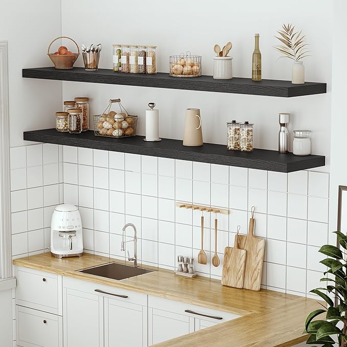 Vivelove 72 Inches Floating Shelves Wall Mounted, Living Room, Home Decor
