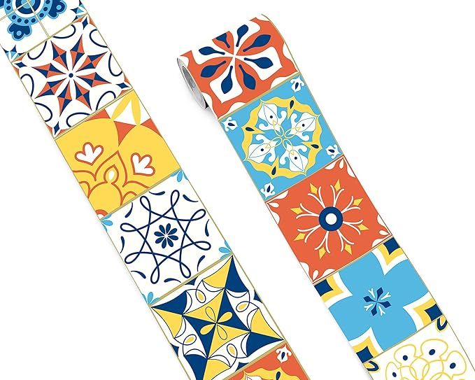 FLFK Wall Border Tile Stickers Peel and Stick Wallpaper Border