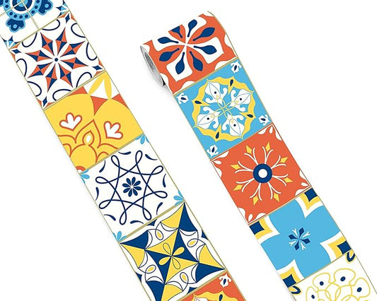 FLFK Wall Border Tile Stickers Peel and Stick Wallpaper Border