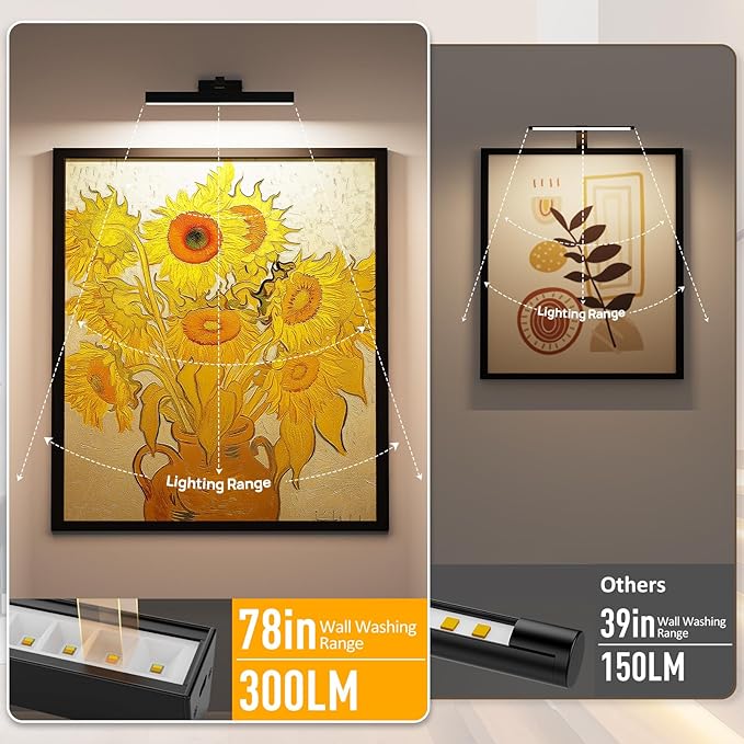 Afyuol Picture Lights for Wall, Battery Operated Gallery Light 16in for