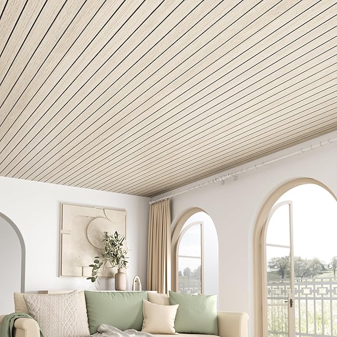 VEELIKE Coastal Oak Wood Slat Wall Panels Peel and Stick Wood Panels