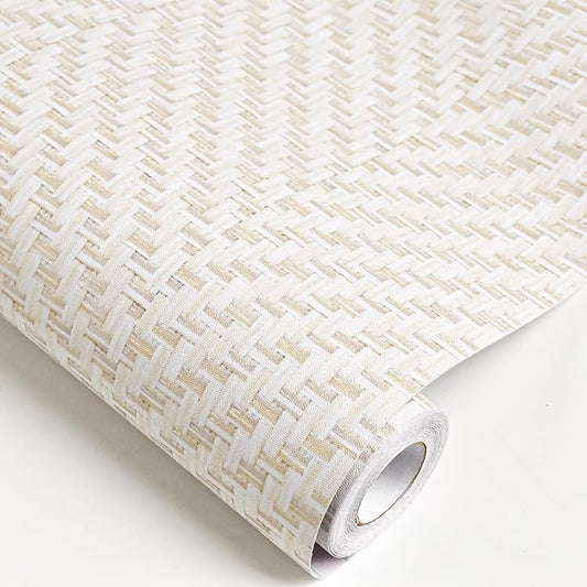 Rugreat Striped Grasscloth Wallpaper Peel and Stick Textured Grass Cloth