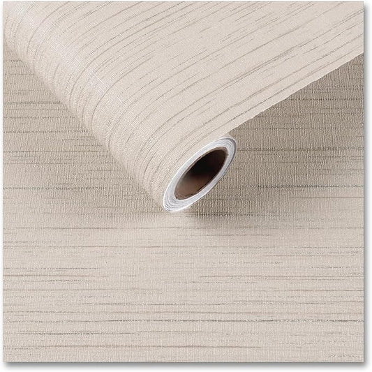 CRE8TIVE Large Size 24"x354" Cream White Grasscloth Peel and Stick Wallpaper