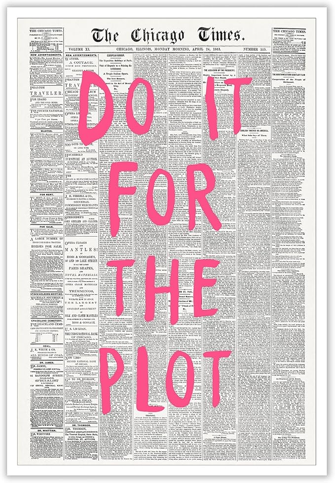 Liyark Retro Black And White Chicago Newspaper Poster Pink Trendy Preppy