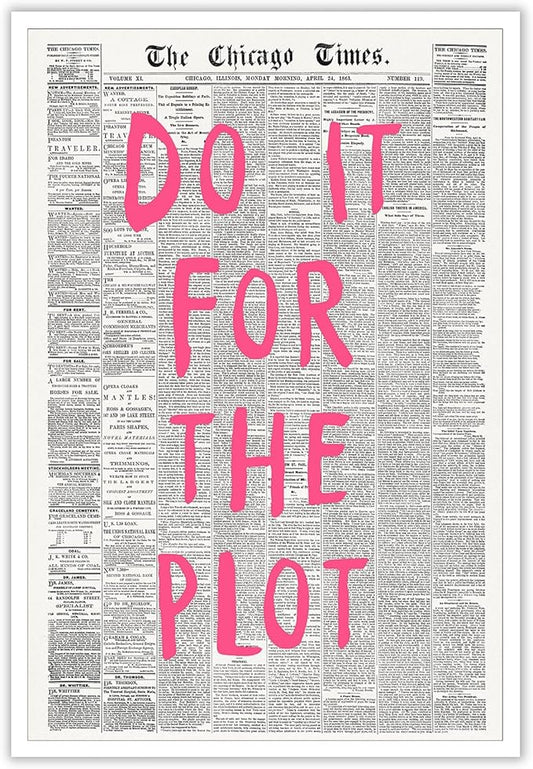 Liyark Retro Black And White Chicago Newspaper Poster Pink Trendy Preppy