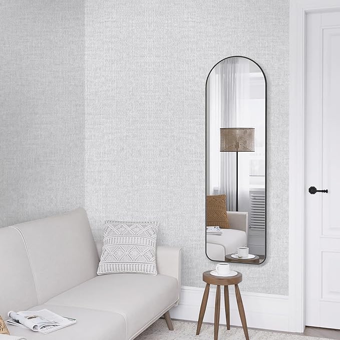 Grasscloth Peel and Stick Wallpaper, Light Grey Vintage Textured Faux Linen