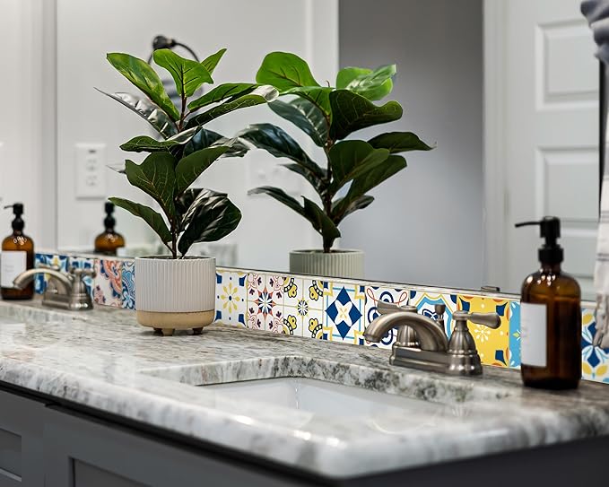 FLFK Wall Border Tile Stickers Peel and Stick Wallpaper Border