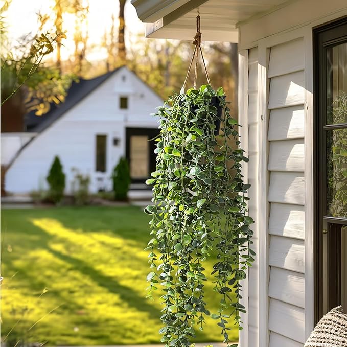Artificial Hanging Plant 2 Pcs Faux Plant Ivy Vine Faux Eucalyptus Vines Fake