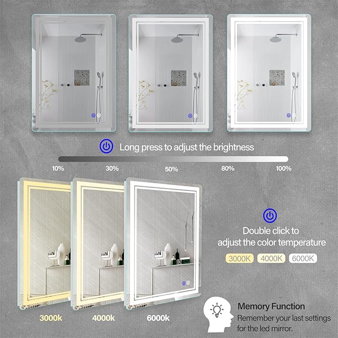 LED Bathroom Mirror 28x20 Inch