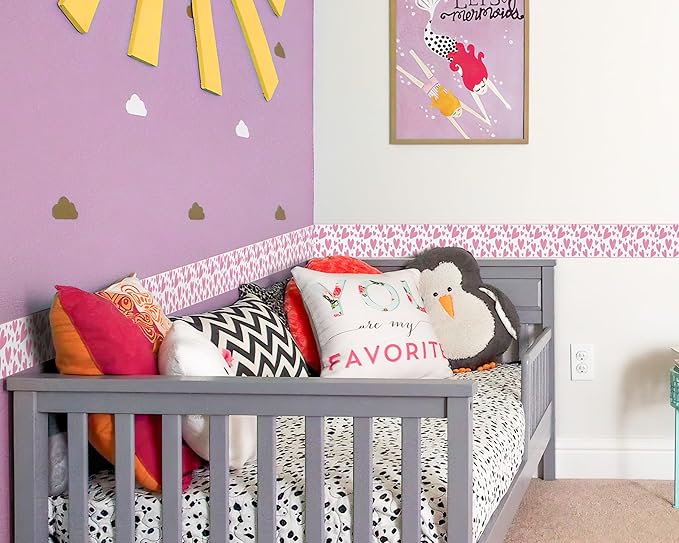 FLFK Pink Heart Wallpaper Border