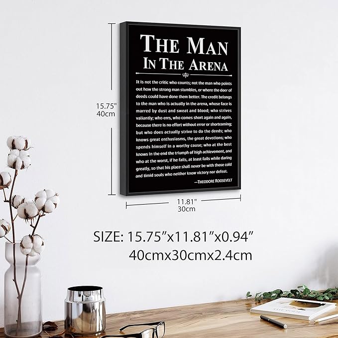 Howwii Office Wall Art Inspirational Decor The Man in the Arena Framed