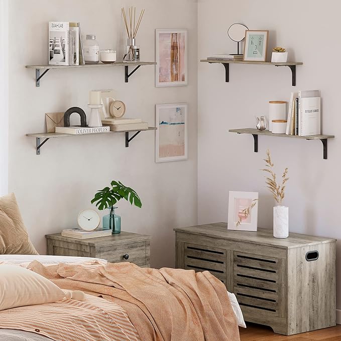 DINZI LVJ Long Wall Shelves, 31.5 Inch Wall Mounted Shelves Set of 2,