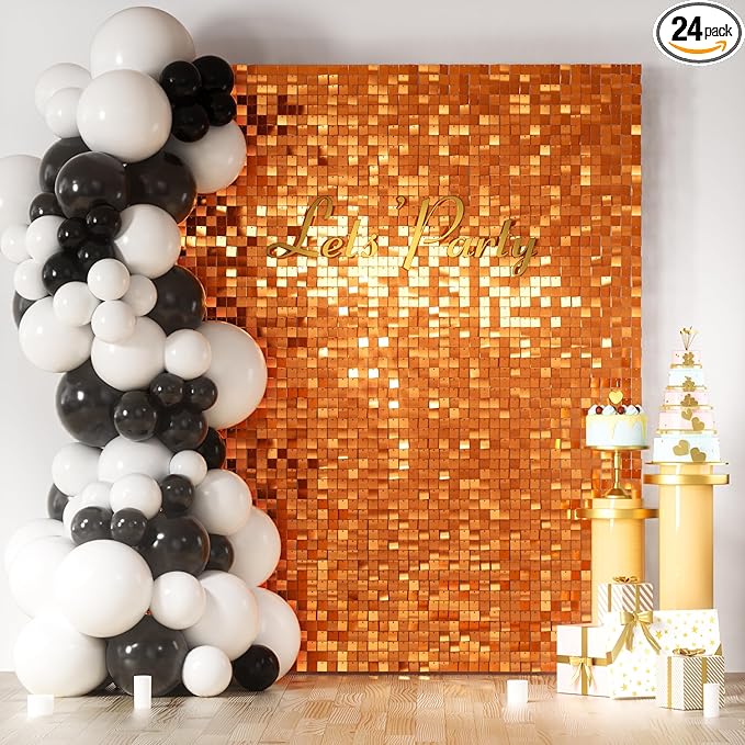 COKAOBE Orange Shimmer Wall Backdrop, Photo Backdrops