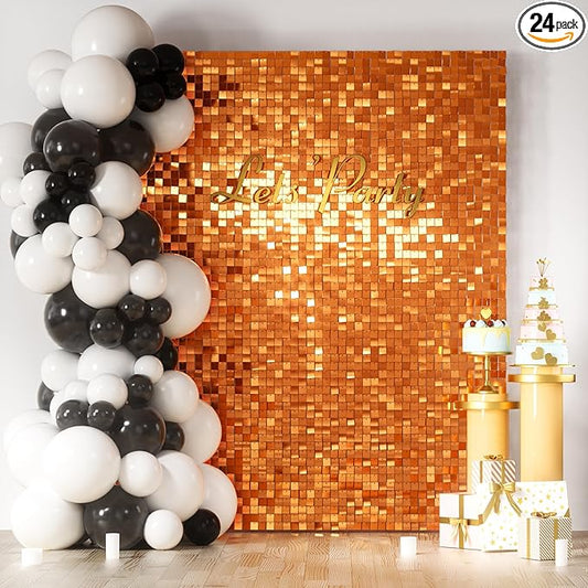 COKAOBE Orange Shimmer Wall Backdrop, Photo Backdrops