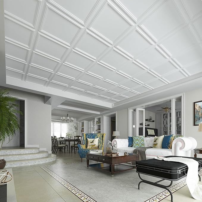 Art3d 12-Pack Drop Relief Ceiling Tiles