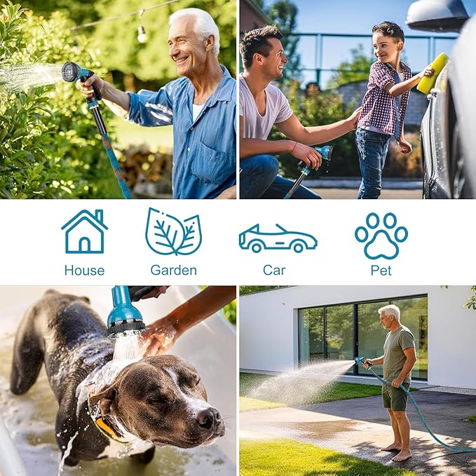150 ft Expandable Garden Hose, 2026 New Retractable Water Hoses 150ft with 10 Function Spray Nozzle, Solid Brass Fittings, Extra Strength Fabric, Flexible Expanding Latex Core, Lightweight & No Kink