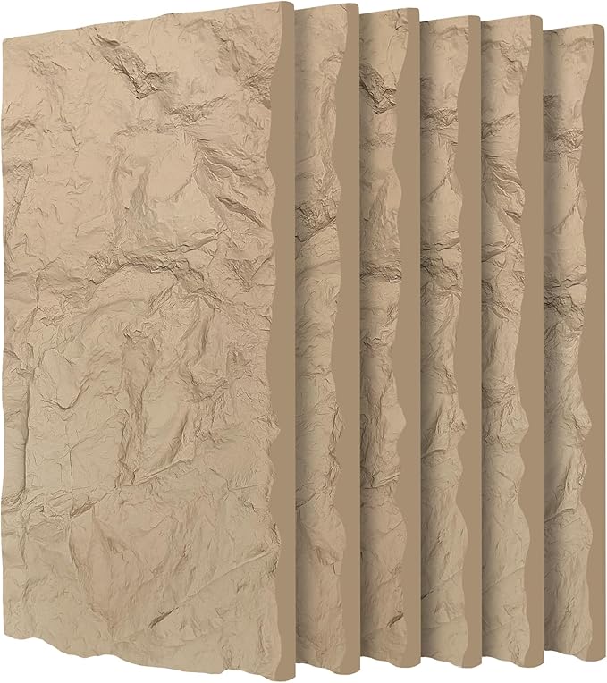 3D Faux Stone Wall Panels, Lightweight & Waterproof Accent Marble Rock Skin