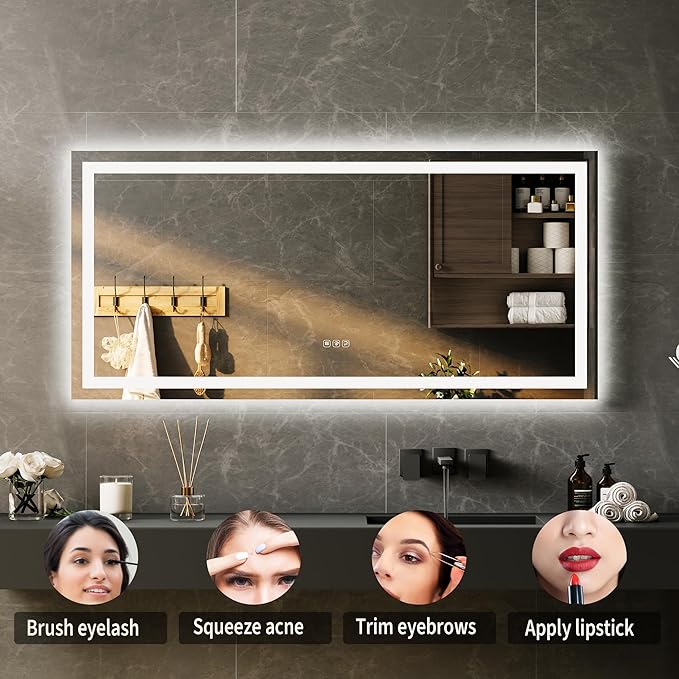 LED Bathroom Mirror 55 x 26 inch, Lighted Bathroom Vanity Mirror
