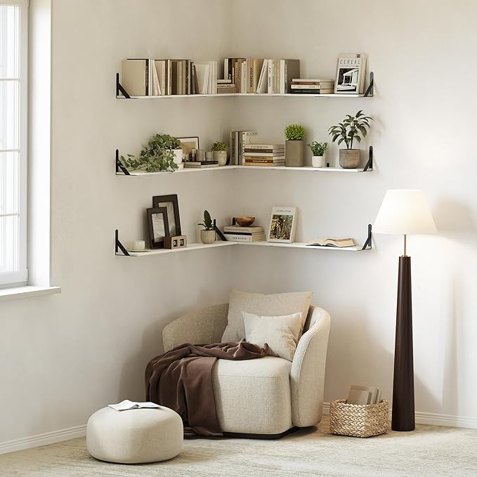WOPITUES Floating Shelves for Wall 48″W x 8″D, Long Wall Mounted Shelves Set of